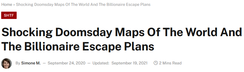 Headline from Disclose.tv, "Shocking doomsday maps of the world and the billionaire escape plans"